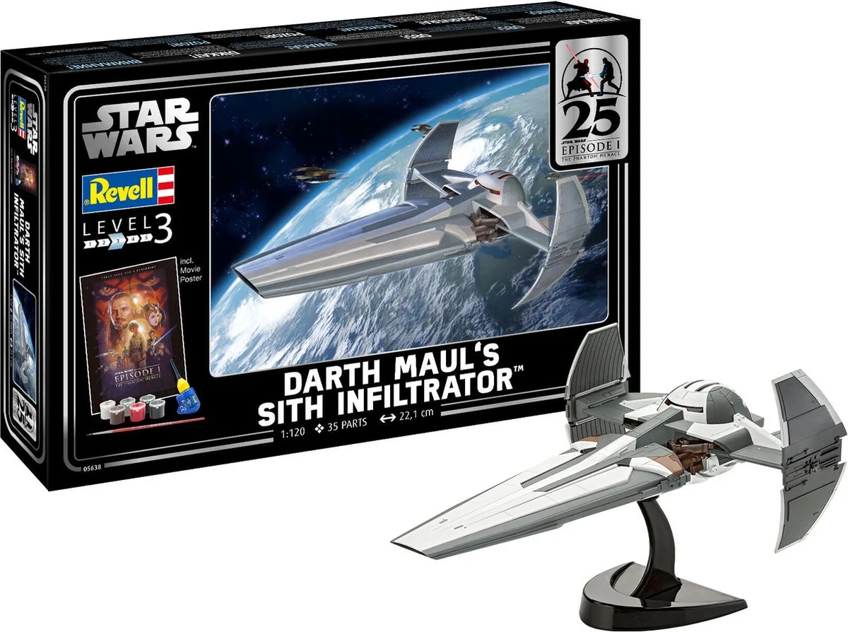 Modelbouwpakket Ruimtevaart - 05638 Darth Maul#039 Sith Infiltrator™ - Star Wars - Geschenkset Plastic - 1:120 - Modelbouw van Revell in Meerkleurig – productfoto