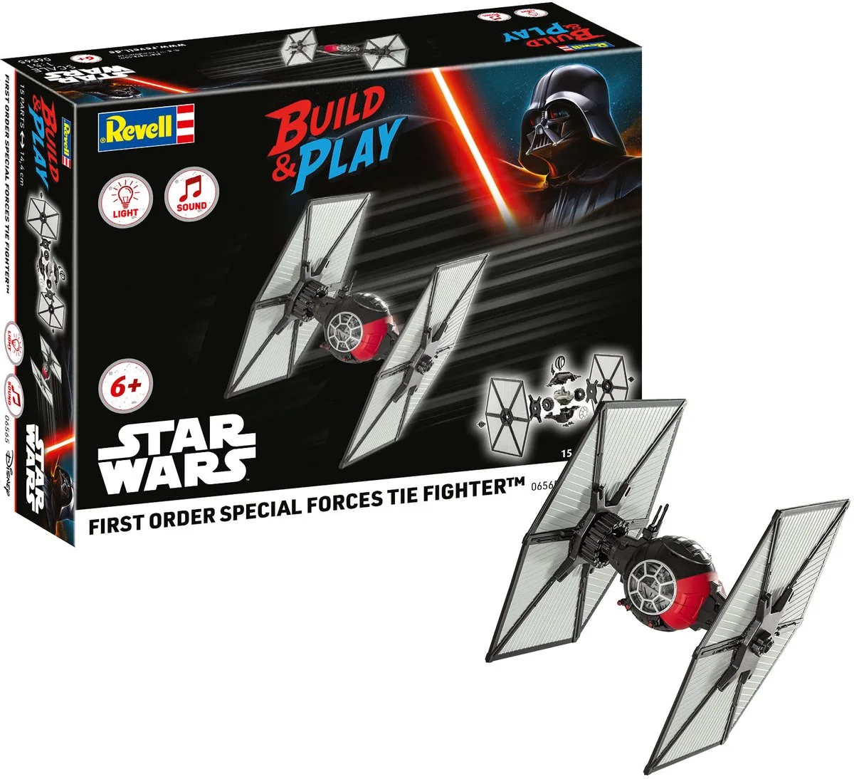 Modelbouwpakket Ruimtevaart - 06565 Build - Play - First Order Special TIE Forces - Star Wars - met Licht en Geluid - voor Kids Plastic - 1:51 - Modelbouw de Revell en Multicolore – photo produit