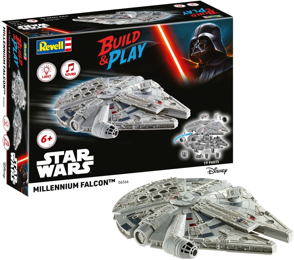 Modelbouwpakket Ruimtevaart - 06566 Build - Play - The Millennium Falcon - Star Wars - met Licht en Geluid - voor Kids Plastic - 1:164 - Modelbouw von Revell in Mehrfarbig – Produktfoto