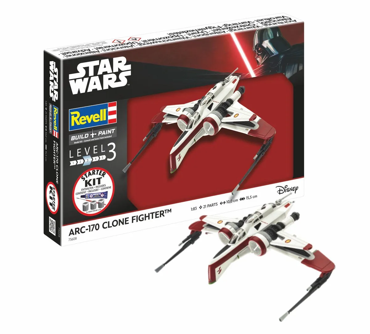 Modelbouwpakket Ruimtevaart - 73608 ARC-170 Fighter - Star Wars - Starter Kit Plastic - 1:83 - Modelbouw van Revell in Meerkleurig – productfoto