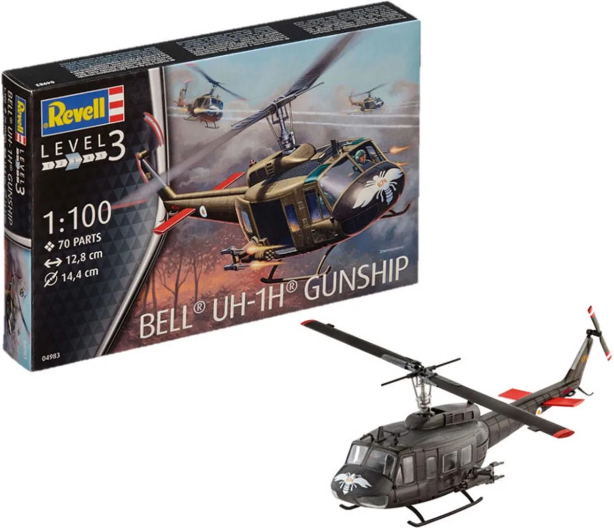 Modelbouwpakket Schepen - 04983 Bell UH-1H Gunship Plastic - 1:100 - Modelbouw van Revell in Meerkleurig – productfoto