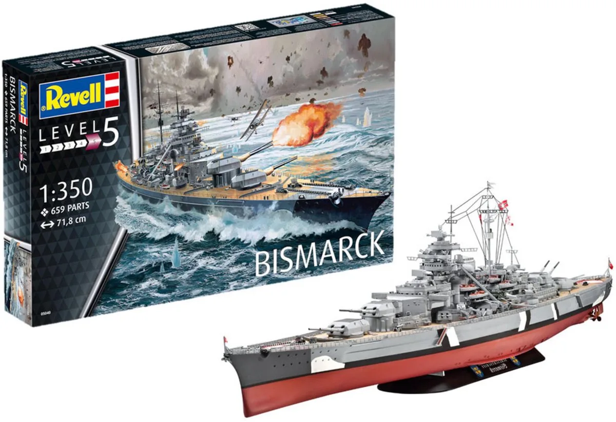 Modelbouwpakket Schepen - 05040 Battleship Bismarck Plastic - 1:350 - Modelbouw van Revell in Meerkleurig – productfoto