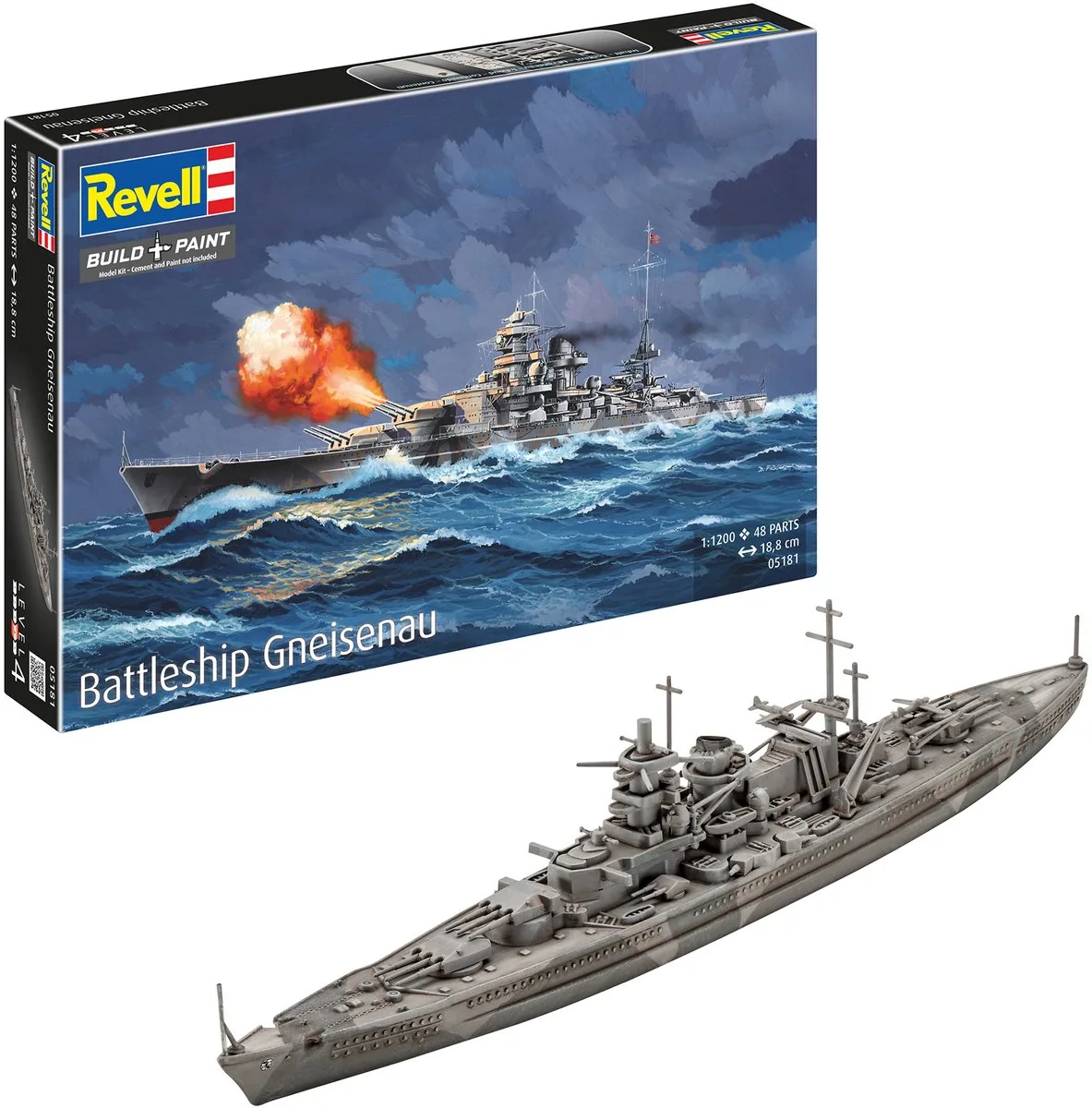 Modelbouwpakket Schepen - 05181 Battleship Gneisenau Plastic - 1:1200 - Modelbouw van Revell in Meerkleurig – productfoto
