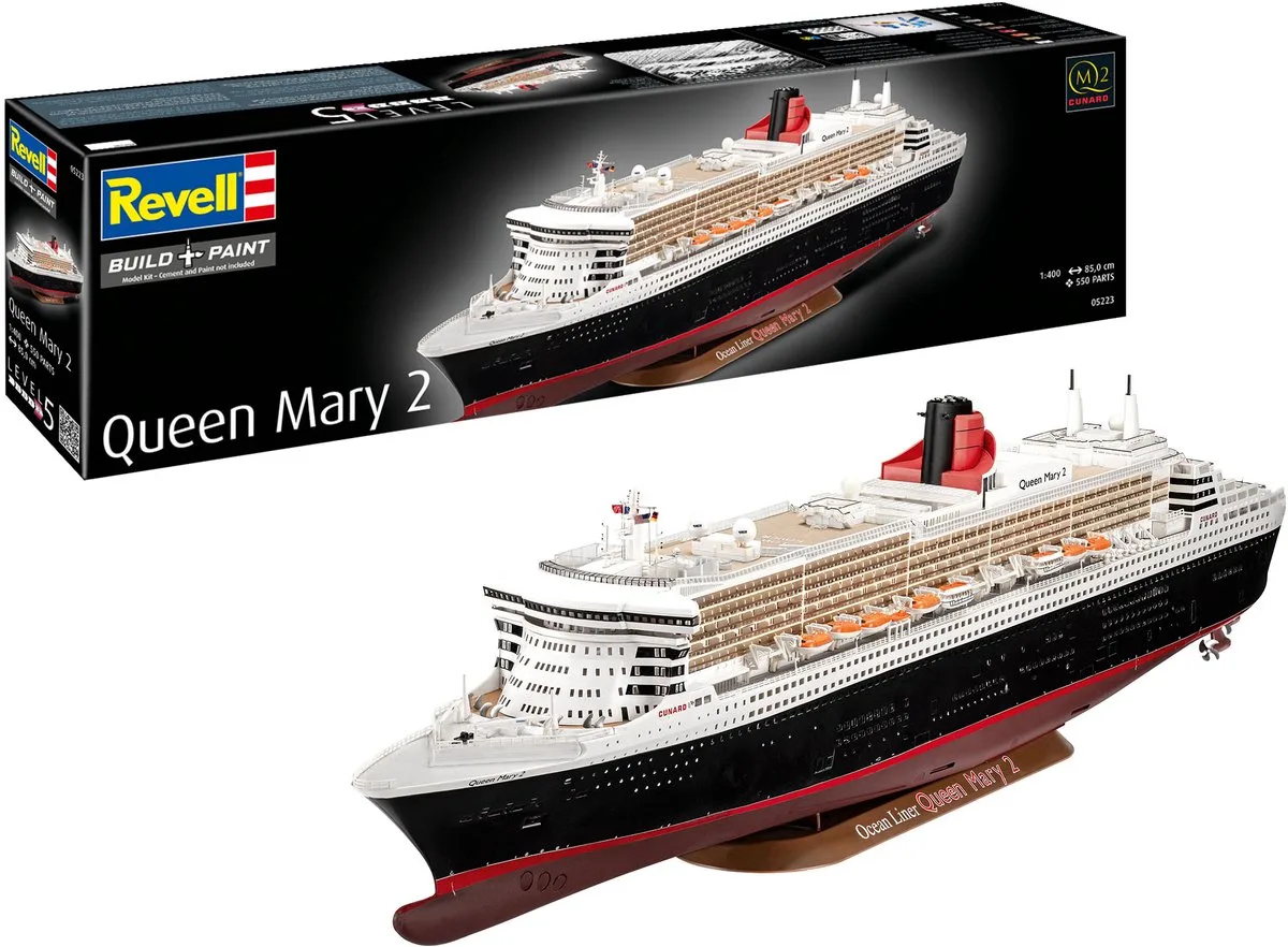 Modelbouwpakket Schepen - 05223 RMS Queen Mary 2 - Ocean-liner - Brits Passagiersschip Plastic - 1:400 - Modelbouw van Revell in Meerkleurig – productfoto