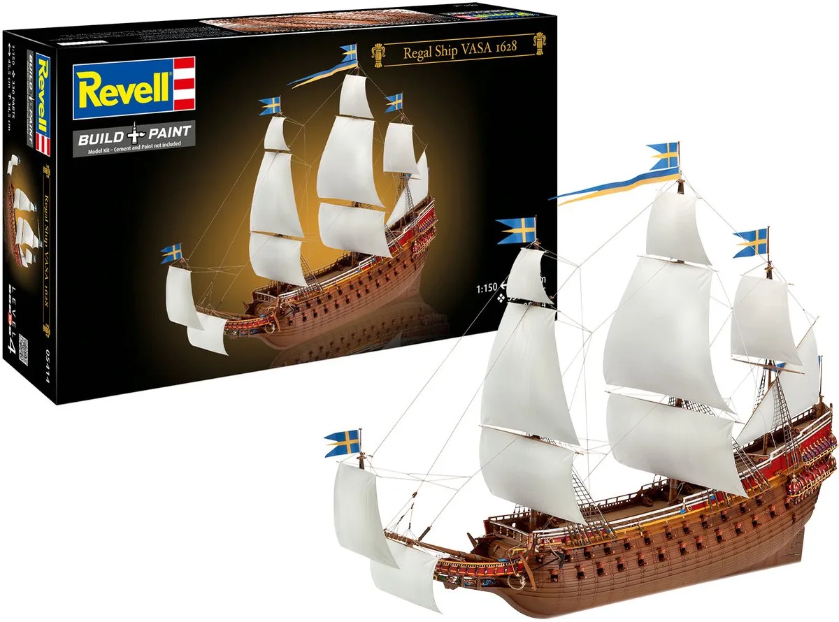 Modelbouwpakket Schepen - 05414 Zweeds Koninklijk Schip -Vasa- - Oorlogszeilschip Plastic - 1:150 - Modelbouw van Revell in Meerkleurig – productfoto
