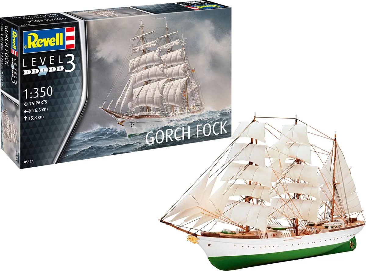Modelbouwpakket Schepen - 05432 Gorch Fock Ship Plastic - 1:350 - Modelbouw van Revell in Meerkleurig – productfoto