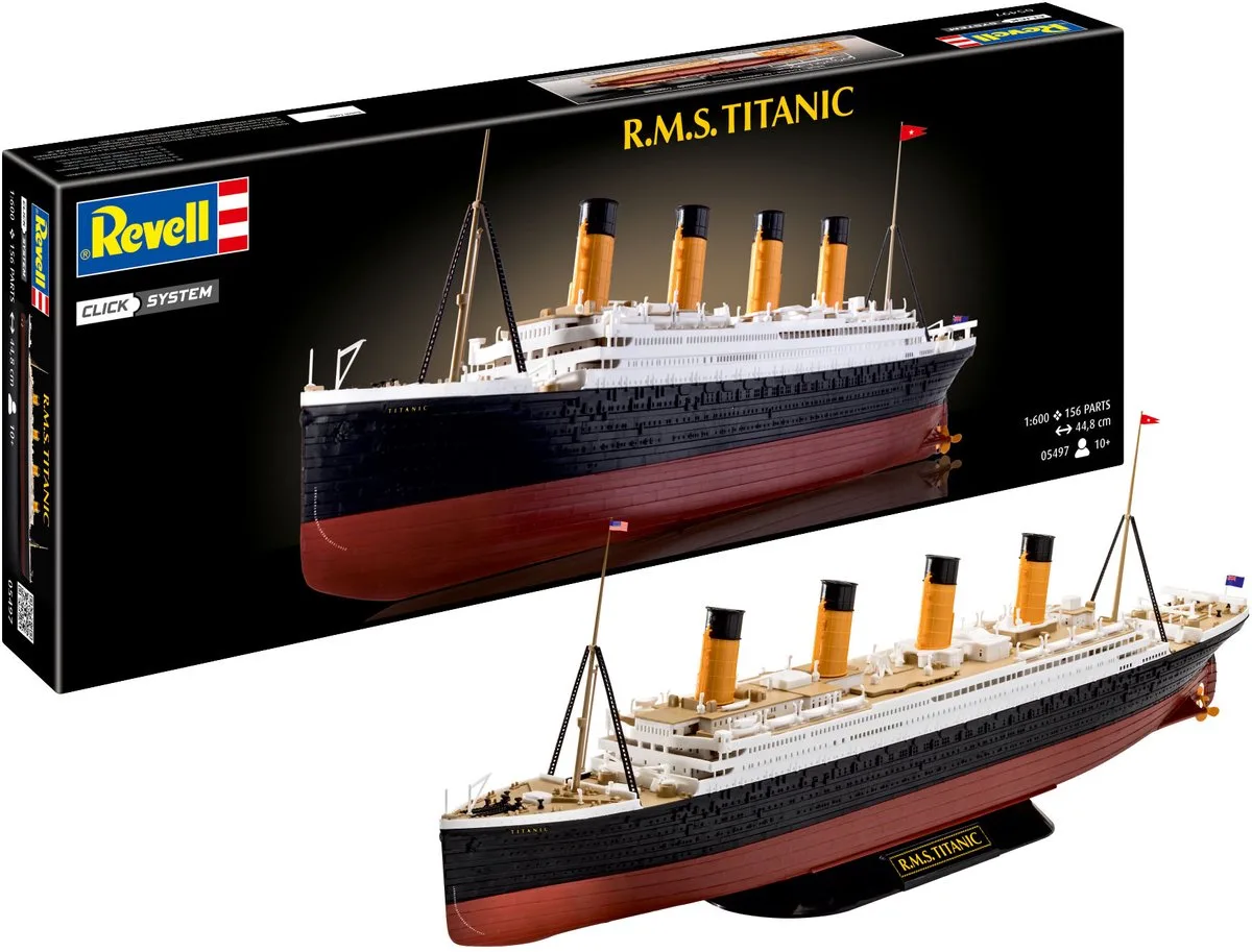 Modelbouwpakket Schepen - 05497 Click System - R.M.S. Titanic - Ocean-Liner Olympic-klasse - Passagiersschip Plastic - 1:600 - Modelbouw van Revell in Meerkleurig – productfoto