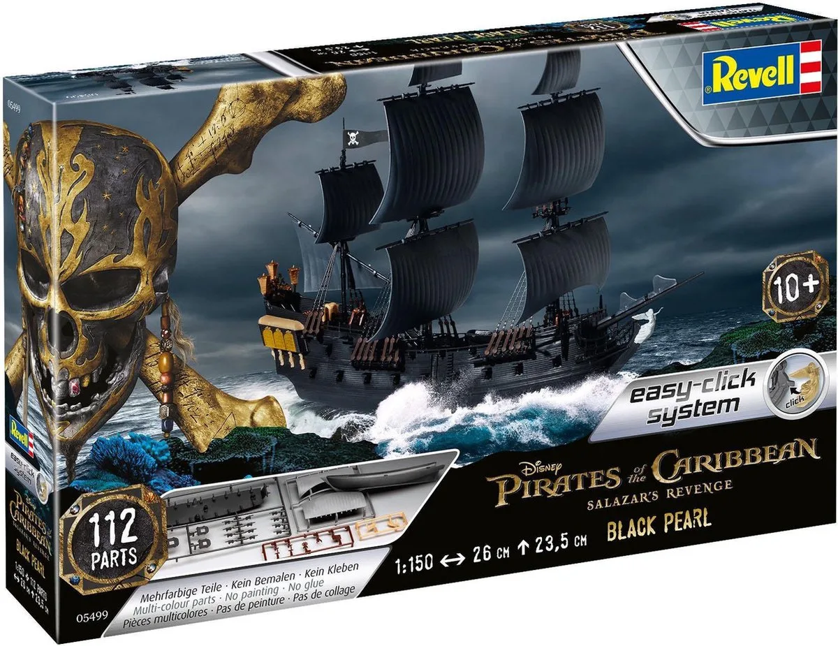 Modelbouwpakket Schepen - 05499 Black Pearl Pirate Ship Plastic - 1:150 - Modelbouw van Revell in Zwart – productfoto