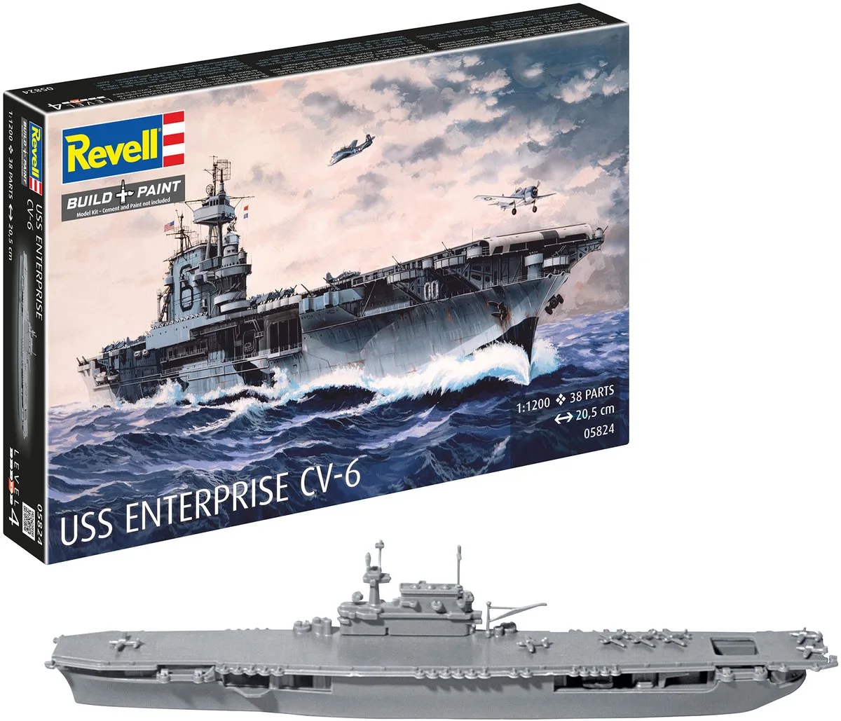 Modelbouwpakket Schepen - 05824 USS Enterprise CV-6 Ship Plastic - 1:1200 - Modelbouw van Revell in Meerkleurig – productfoto