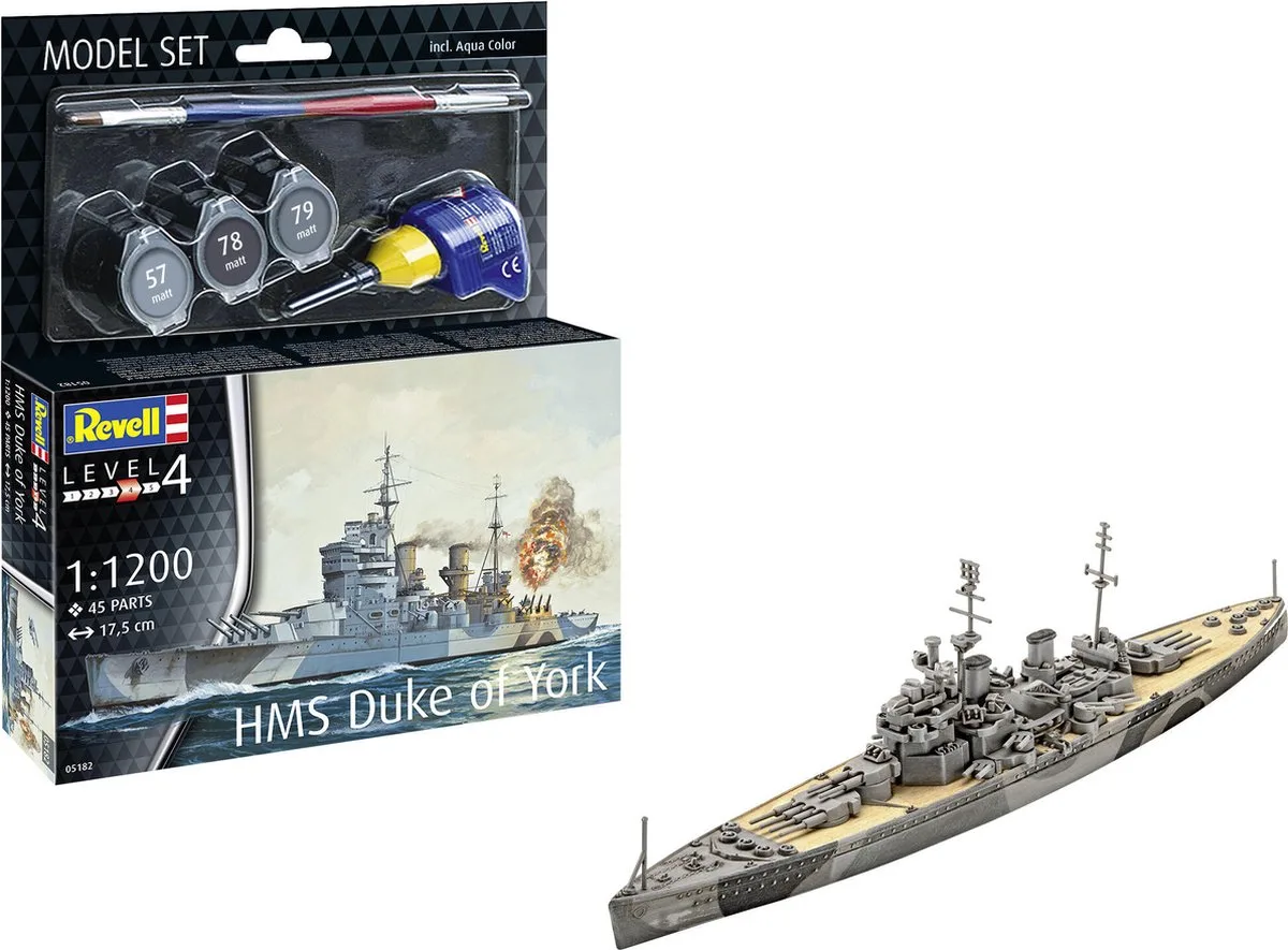 Modelbouwpakket Schepen - 65182 Battleship HMS Duke of York - Model Set Plastic - 1:1200 - Modelbouw de Revell en Multicolore – photo produit