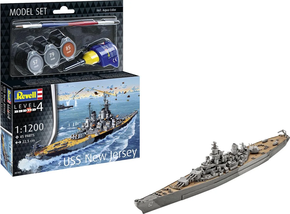 Modelbouwpakket Schepen - 65183 Battleship USS New Jersey - Model Set Plastic - 1:1200 - Modelbouw van Revell in Meerkleurig – productfoto