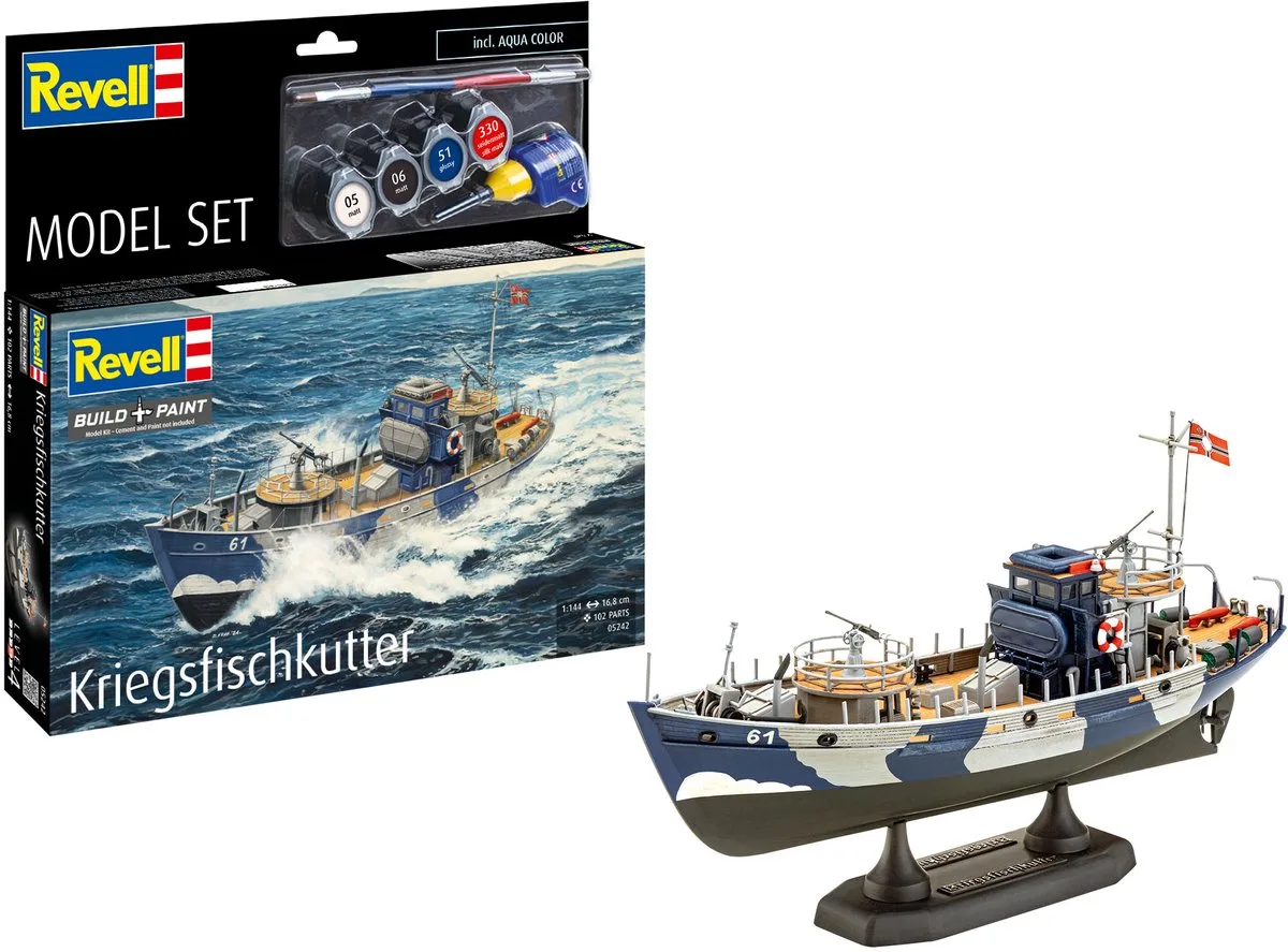 Modelbouwpakket Schepen - 65242 KFK Kriegsfischkutter - Mine warfare vessels - Schip - Model Set Plastic - 1:144 - Modelbouw van Revell in Meerkleurig – productfoto