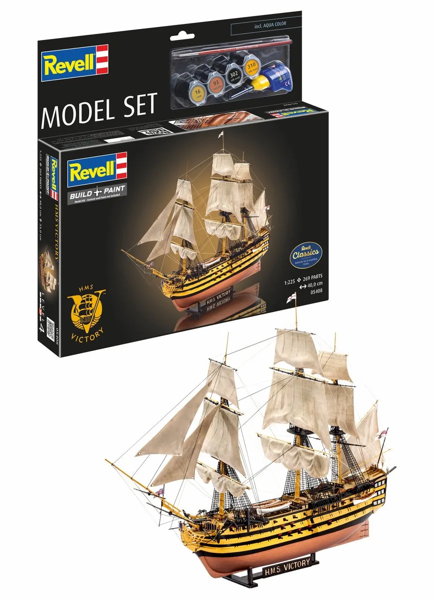 Modelbouwpakket Schepen - 65408 HMS Victory Ship - Model Set Plastic - 1:225 - Modelbouw van Revell in Meerkleurig – productfoto