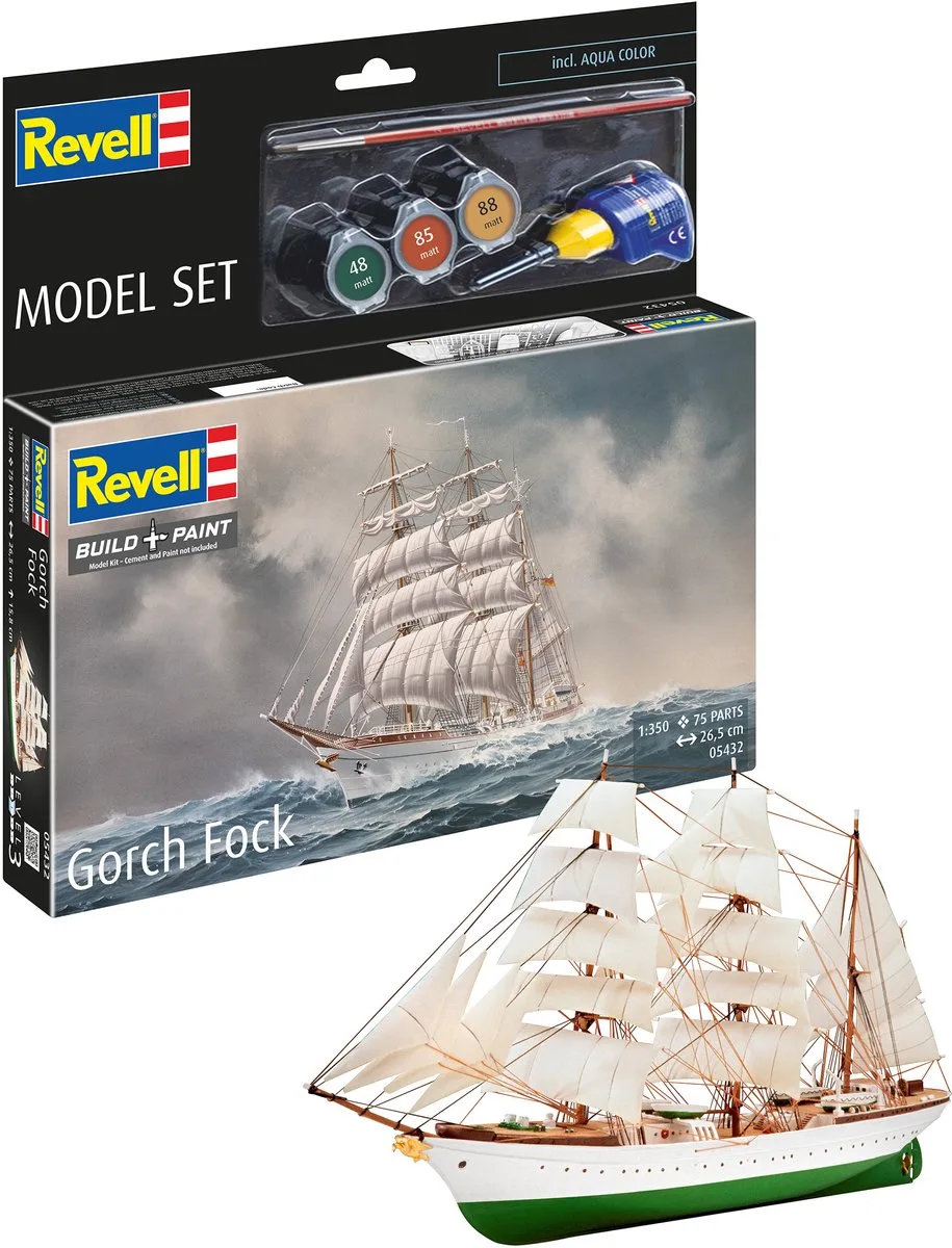Modelbouwpakket Schepen - 65432 Gorch Fock Ship - Model Set Plastic - 1:350 - Modelbouw van Revell in Meerkleurig – productfoto
