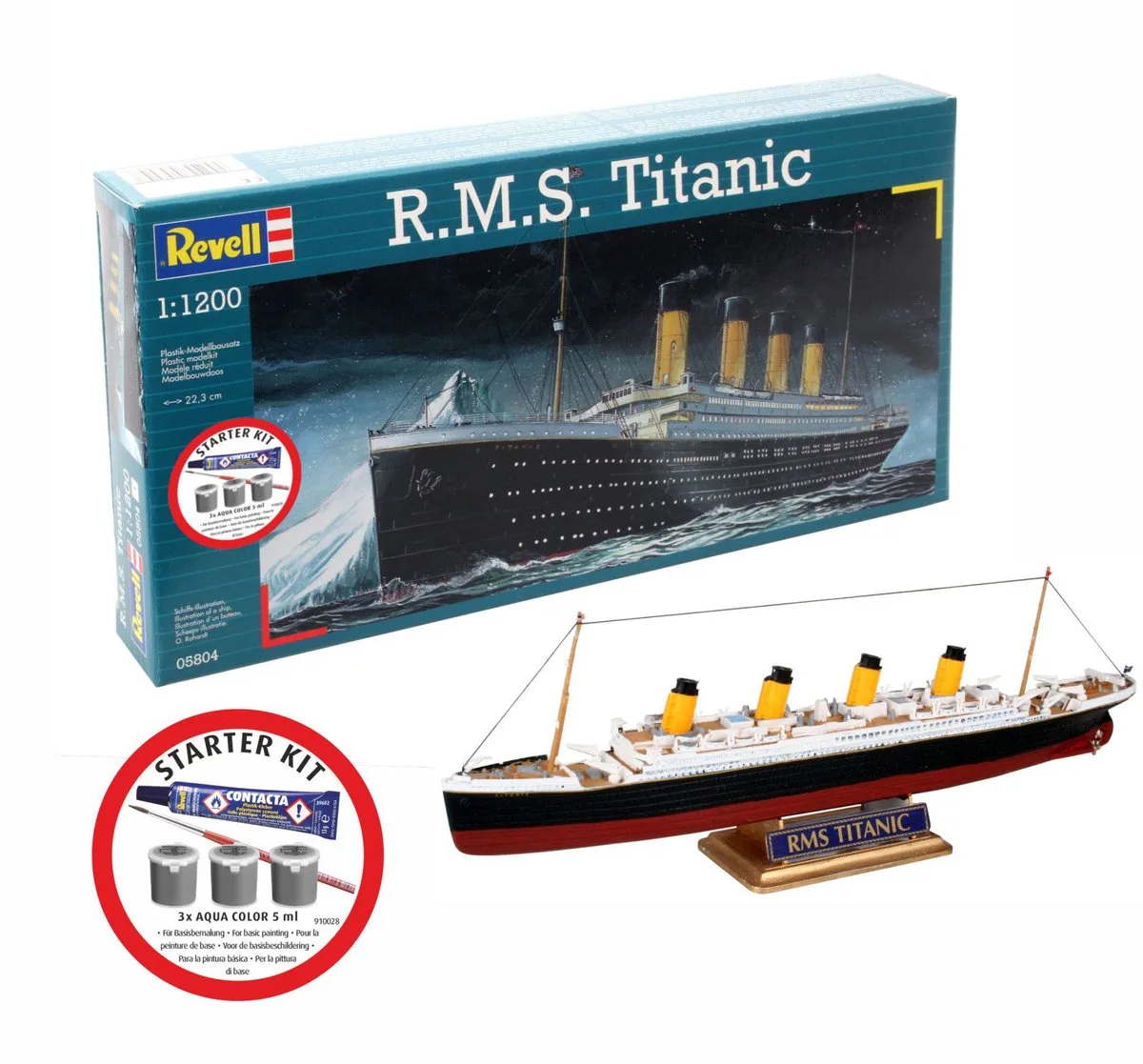 Modelbouwpakket Schepen - 75804 R.M.S. Titanic - Ocean Liner Olympic-klasse - Passagiersschip - Starter Kit Plastic - 1:1200 - Modelbouw van Revell in Meerkleurig – productfoto