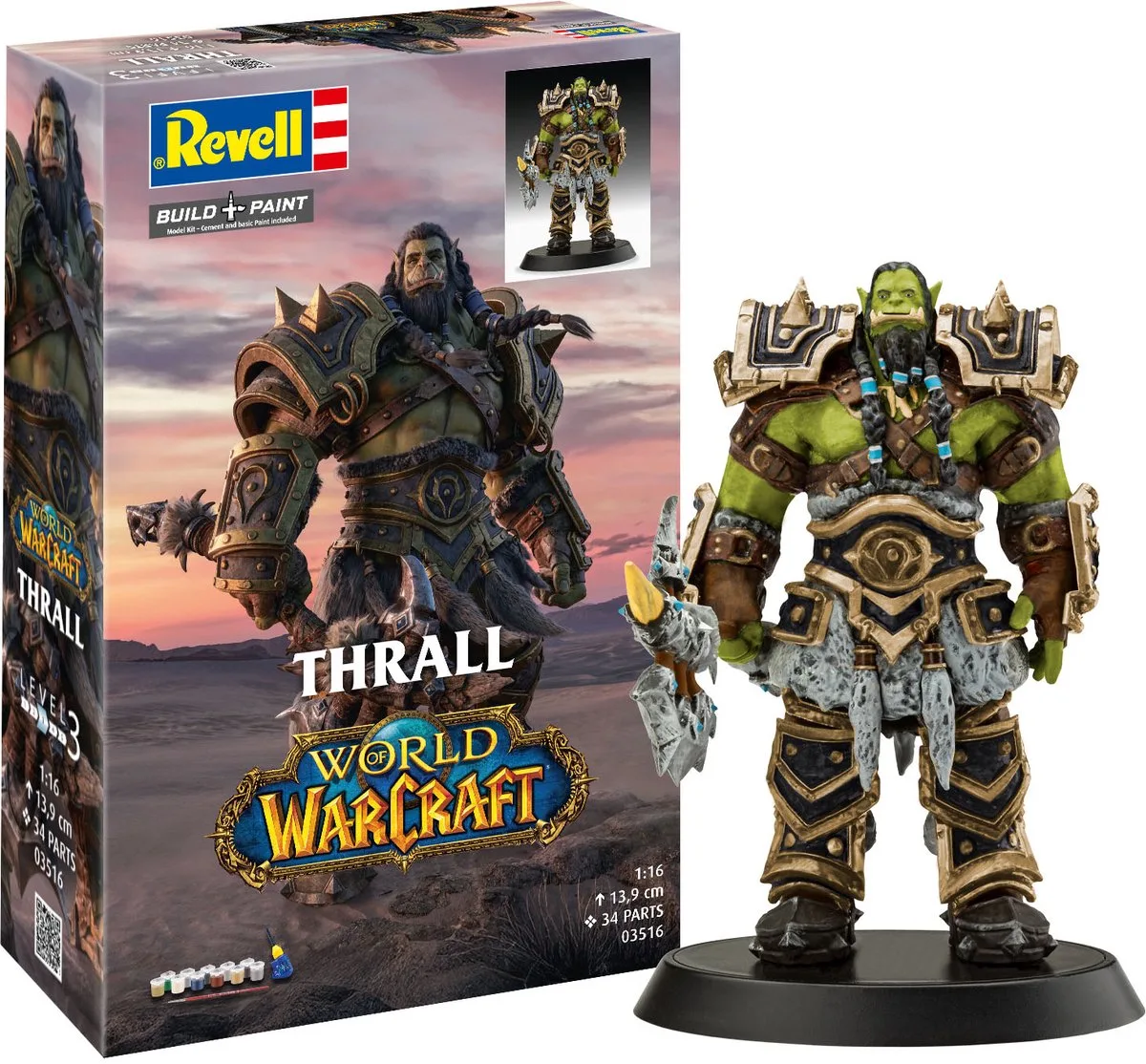 Modelbouwpakket Thrall Figuur - World of Warcraft - Fantasy Modelbouw - 03516 The Orc Thrall - Plastic Bouwpakket Met Verf - Geschenkset - 1:16 van Revell in Meerkleurig – productfoto
