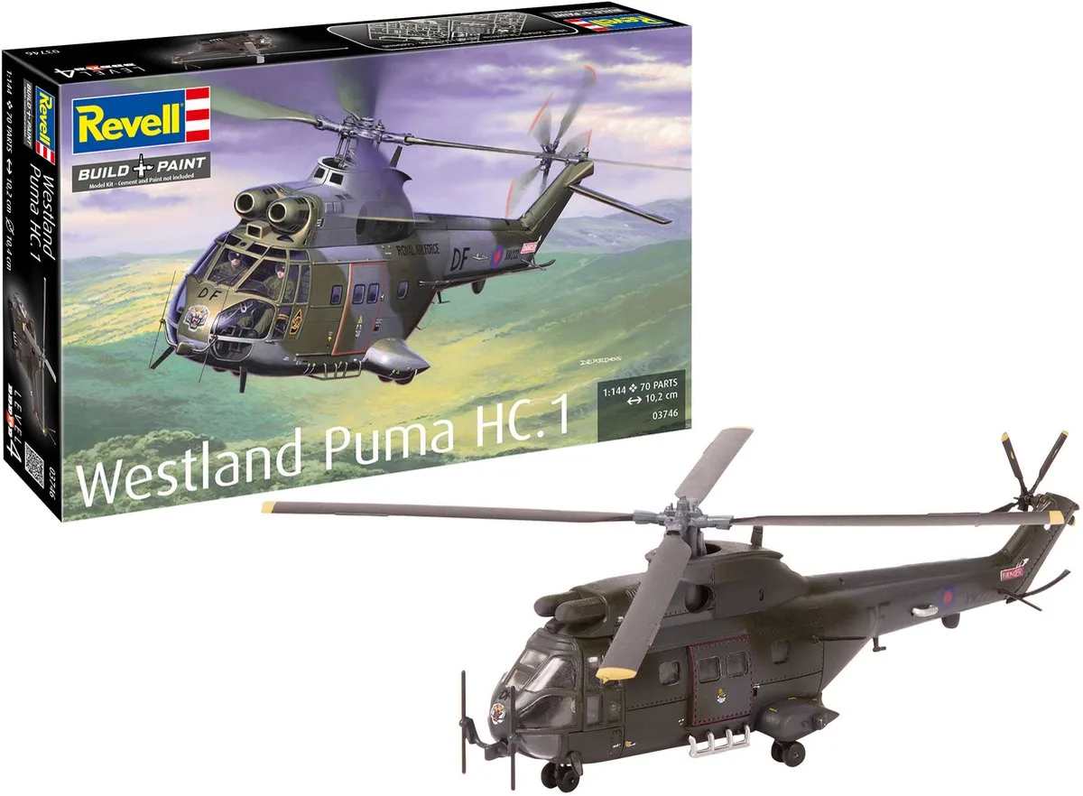 Modelbouwpakket Vliegtuigen - 03746 Westland Puma HC.1 - Britse Helikopter Plastic - 1:144 - Modelbouw van Revell in Meerkleurig – productfoto