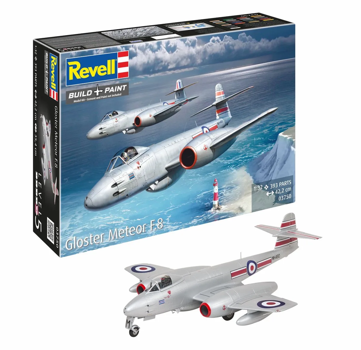 Modelbouwpakket Vliegtuigen - 03750 Gloster Meteor F.8 - Britse Straaljager Plastic - 1:32 - Modelbouw van Revell in Meerkleurig – productfoto