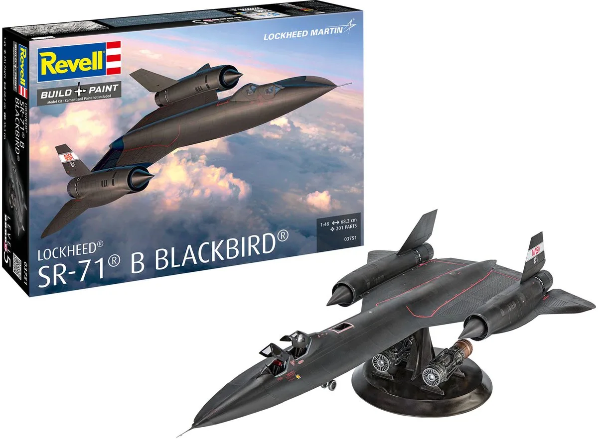 Modelbouwpakket Vliegtuigen - 03751 Lockheed SR-71B Blackbird - Amerikaans Straalvliegtuig Plastic - 1:48 - Modelbouw van Revell in Zwart – productfoto