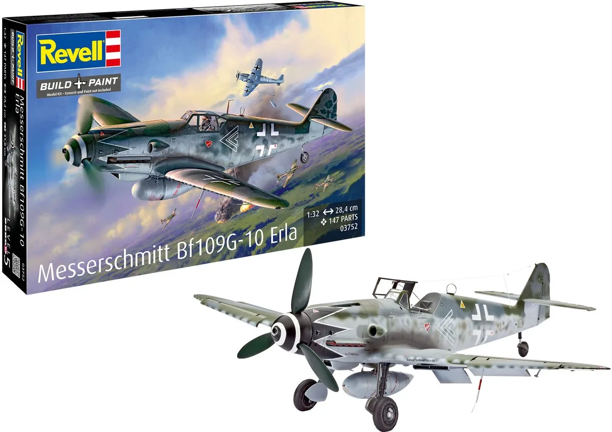 Modelbouwpakket Vliegtuigen - 03752 Messerschmitt Bf 109G-10 Erla WWII - Duits Propellervliegtuig Plastic - 1:32 - Modelbouw van Revell in Meerkleurig – productfoto