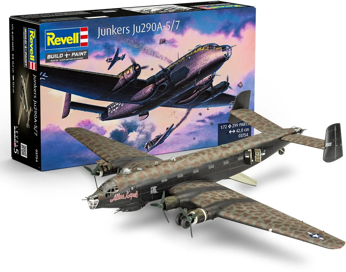 Modelbouwpakket Vliegtuigen - 03754 Junkers Ju 290A-5/7 Seeadler WWII - Duits Maritiem Verkenningsvliegtuig Plastic - 1:72 - Modelbouw van Revell in Meerkleurig – productfoto