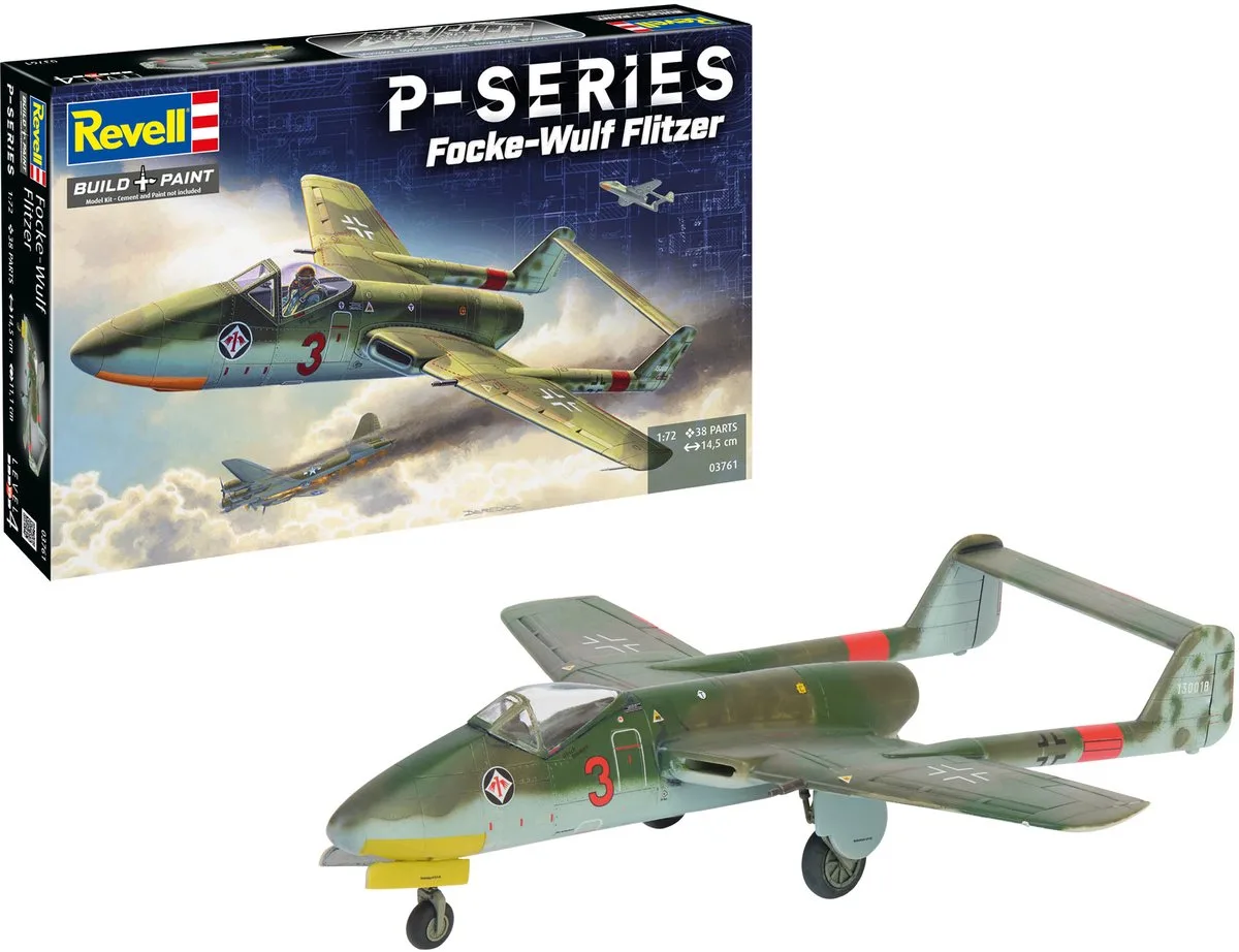 Modelbouwpakket Vliegtuigen - 03761 Focke-Wulf TL Jäger Flitzer WWII - P-series - Duits Straaljager Plastic - 1:72 - Modelbouw van Revell in Meerkleurig – productfoto