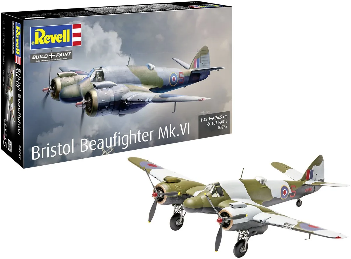 Modelbouwpakket Vliegtuigen - 03767 Bristol Beaufighter Mk. VI WWII - Brits Propellervliegtuig Plastic - 1:48 - Modelbouw de Revell en Multicolore – photo produit