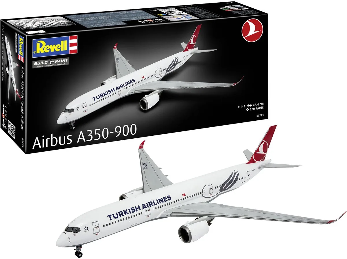 Modelbouwpakket Vliegtuigen - 03773 Airbus A350-900 -Turkish Airlines- - Civiel Vliegtuig Plastic - 1:144 - Modelbouw van Revell in Meerkleurig – productfoto