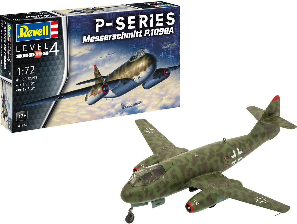 Modelbouwpakket Vliegtuigen - 03774 Messerschmitt Me P.1099 - P-Series - Vliegtuig Plastic - 1:72 - Modelbouw van Revell in Meerkleurig – productfoto