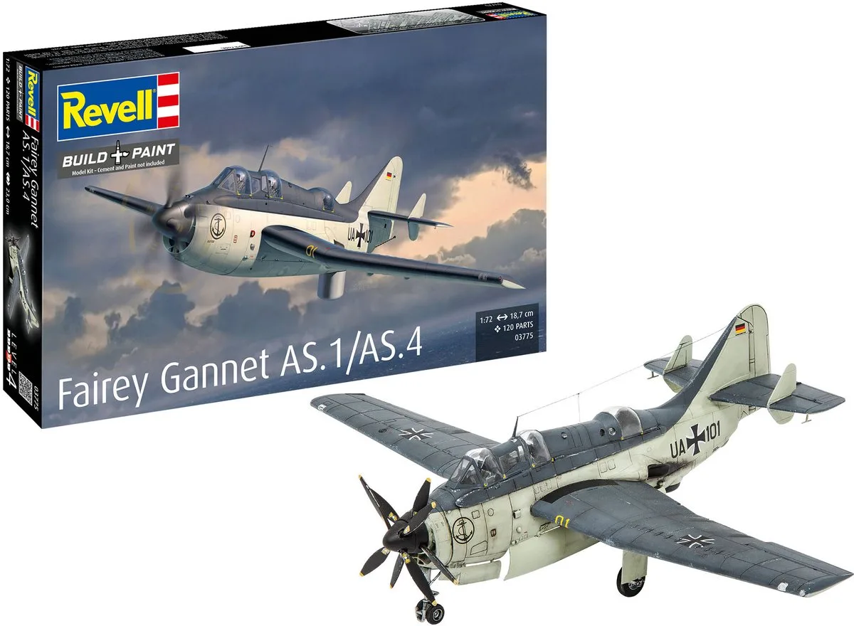 Modelbouwpakket Vliegtuigen - 03775 Fairey Gannet AS.1/AS.4 - Propeller Vliegtuig Plastic - 1:72 - Modelbouw de Revell en Multicolore – photo produit