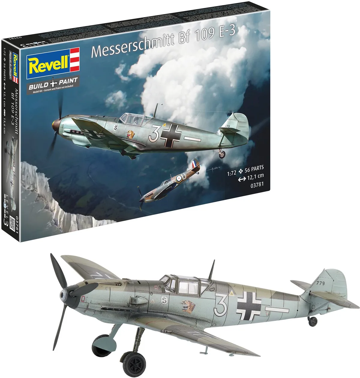 Modelbouwpakket Vliegtuigen - 03781 Messerschmitt Bf 109E-3 WWII - Duits Jachtvliegtuig Plastic - 1:72 - Modelbouw von Revell in Mehrfarbig – Produktfoto
