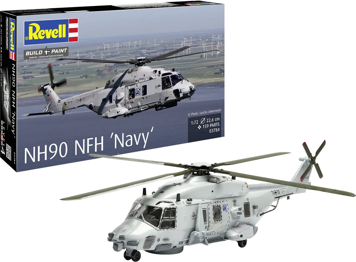 Modelbouwpakket Vliegtuigen - 03784 NHI NH90 NFH Navy - Europese Maritieme Helikopter Plastic - 1:72 - Modelbouw de Revell en Multicolore – photo produit