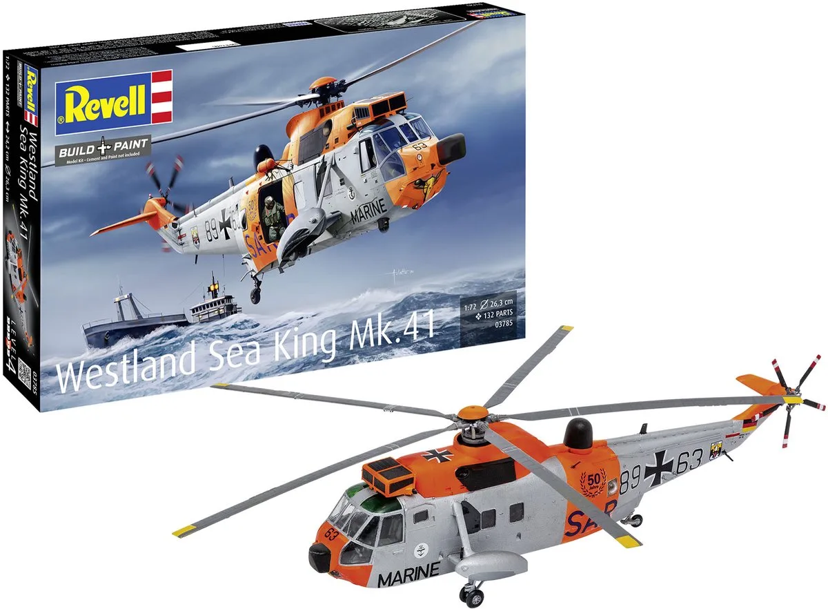 Modelbouwpakket Vliegtuigen - 03785 Westland Sea King Mk. 41 - Sikorsky S-61 - Helikopter Plastic - 1:72 - Modelbouw de Revell en Multicolore – photo produit