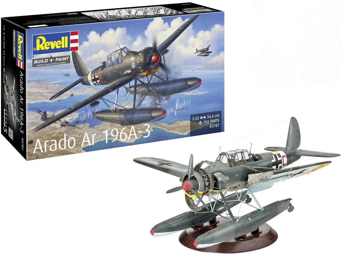 Modelbouwpakket Vliegtuigen - 03787 Arado Ar 196A-3 Seaplane - WWII Duits Verkenningsvliegtuig - Propellervliegtuig Plastic - 1:32 - Modelbouw van Revell in Meerkleurig – productfoto