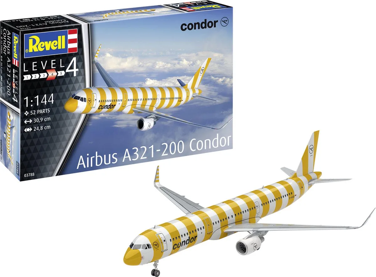 Modelbouwpakket Vliegtuigen - 03788 Airbus A321-200 -Condor- - Vliegtuig Plastic - 1:144 - Modelbouw van Revell in Meerkleurig – productfoto