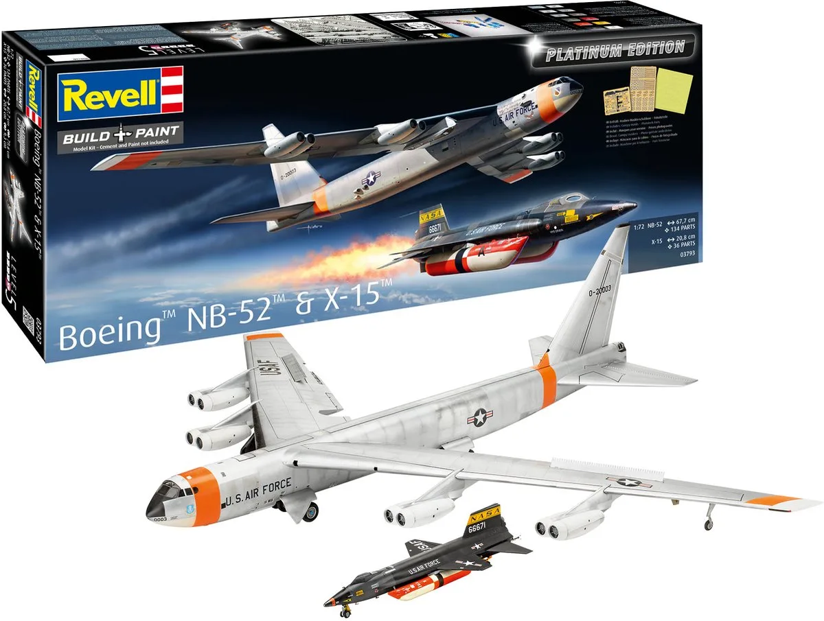Modelbouwpakket Vliegtuigen - 03793 Boeing B-52D Stratofortress - Platinum Edition - Amerikaanse Straaljager Plastic - 1:72 - Modelbouw van Revell in Meerkleurig – productfoto
