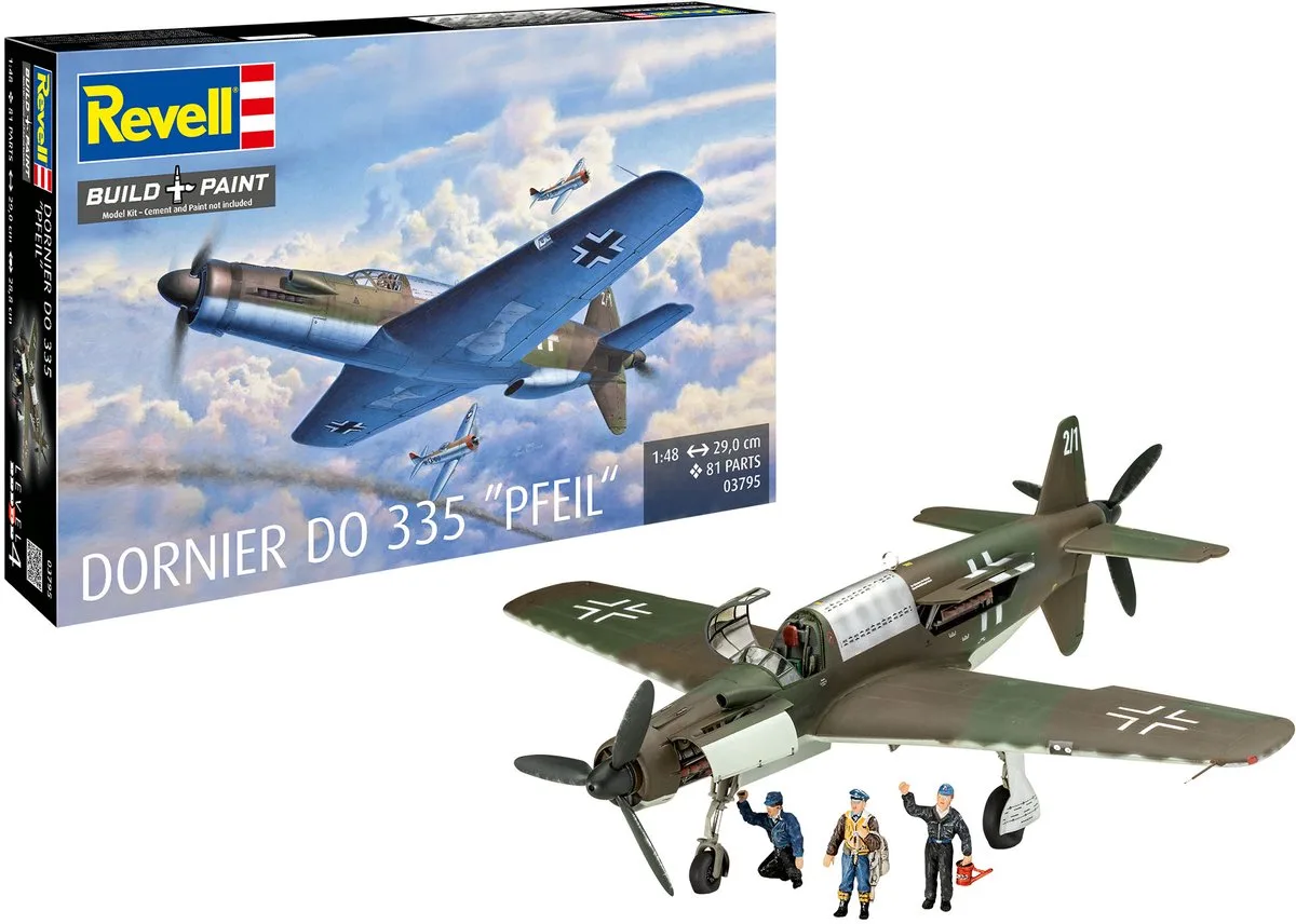 Modelbouwpakket Vliegtuigen - 03795 Dornier Do 335 Pfeil - Propeller Vliegtuig Plastic - 1:48 - Modelbouw van Revell in Meerkleurig – productfoto