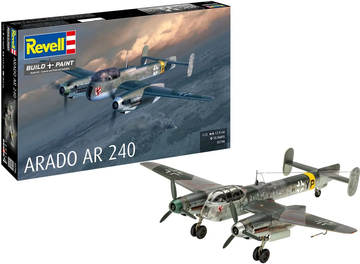 Modelbouwpakket Vliegtuigen - 03798 Arado Ar 240 - Propeller Vliegtuig Plastic - 1:72 - Modelbouw van Revell in Meerkleurig – productfoto
