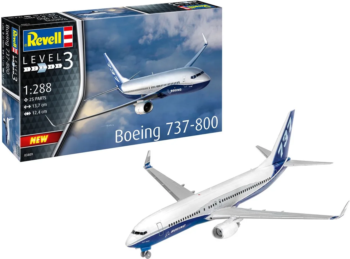 Modelbouwpakket Vliegtuigen - 03809 Vliegtuig Boeing 737-800 Plastic - 1:288 - Modelbouw van Revell in Meerkleurig – productfoto