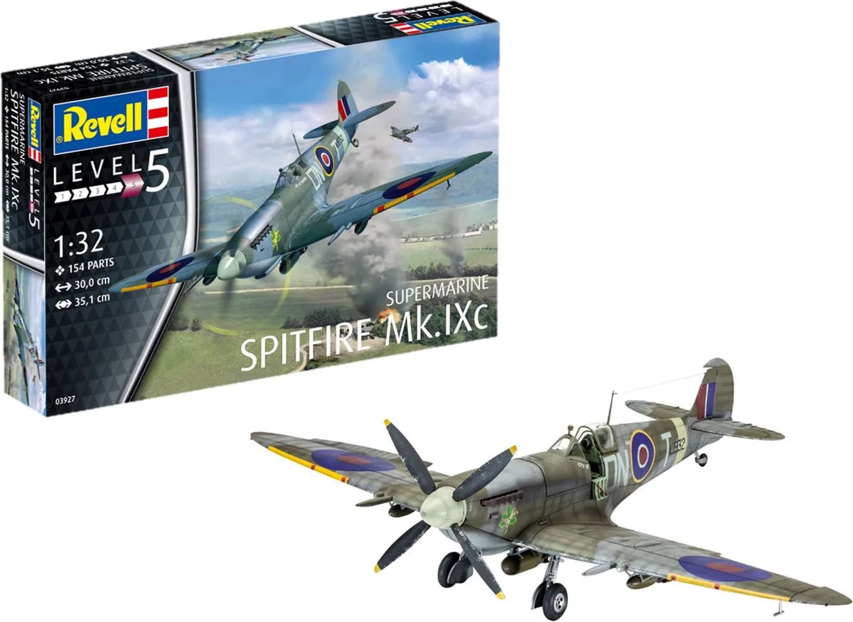 Modelbouwpakket Vliegtuigen - 03927 Spitfire Mk.IXC Plastic - 1:32 - Modelbouw van Revell in Meerkleurig – productfoto