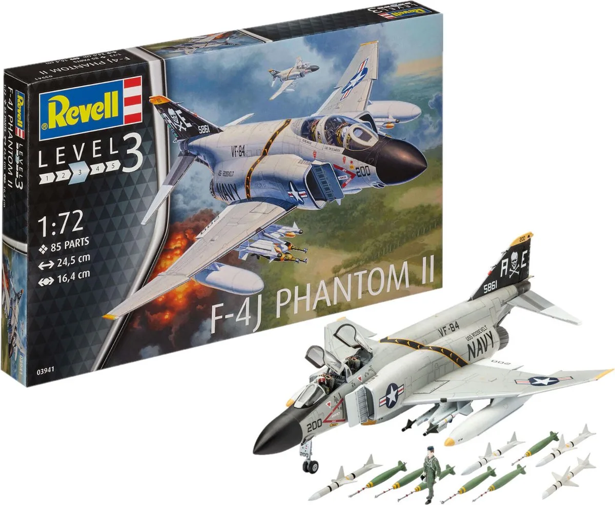 Modelbouwpakket Vliegtuigen - 03941 F-4J Phantom II Plastic - 1:72 - Modelbouw van Revell in Meerkleurig – productfoto