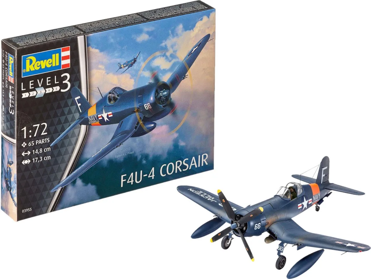 Modelbouwpakket Vliegtuigen - 03955 F4U-4 Corsair Plane Plastic - 1:72 - Modelbouw van Revell in Meerkleurig – productfoto