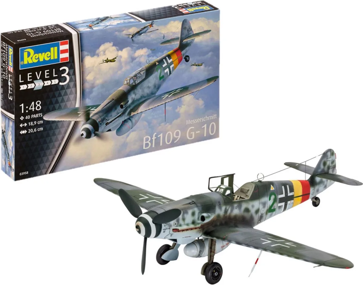 Modelbouwpakket Vliegtuigen - 03958 Messerschmitt Bf109 G-10 Plastic - 1:48 - Modelbouw van Revell in Meerkleurig – productfoto