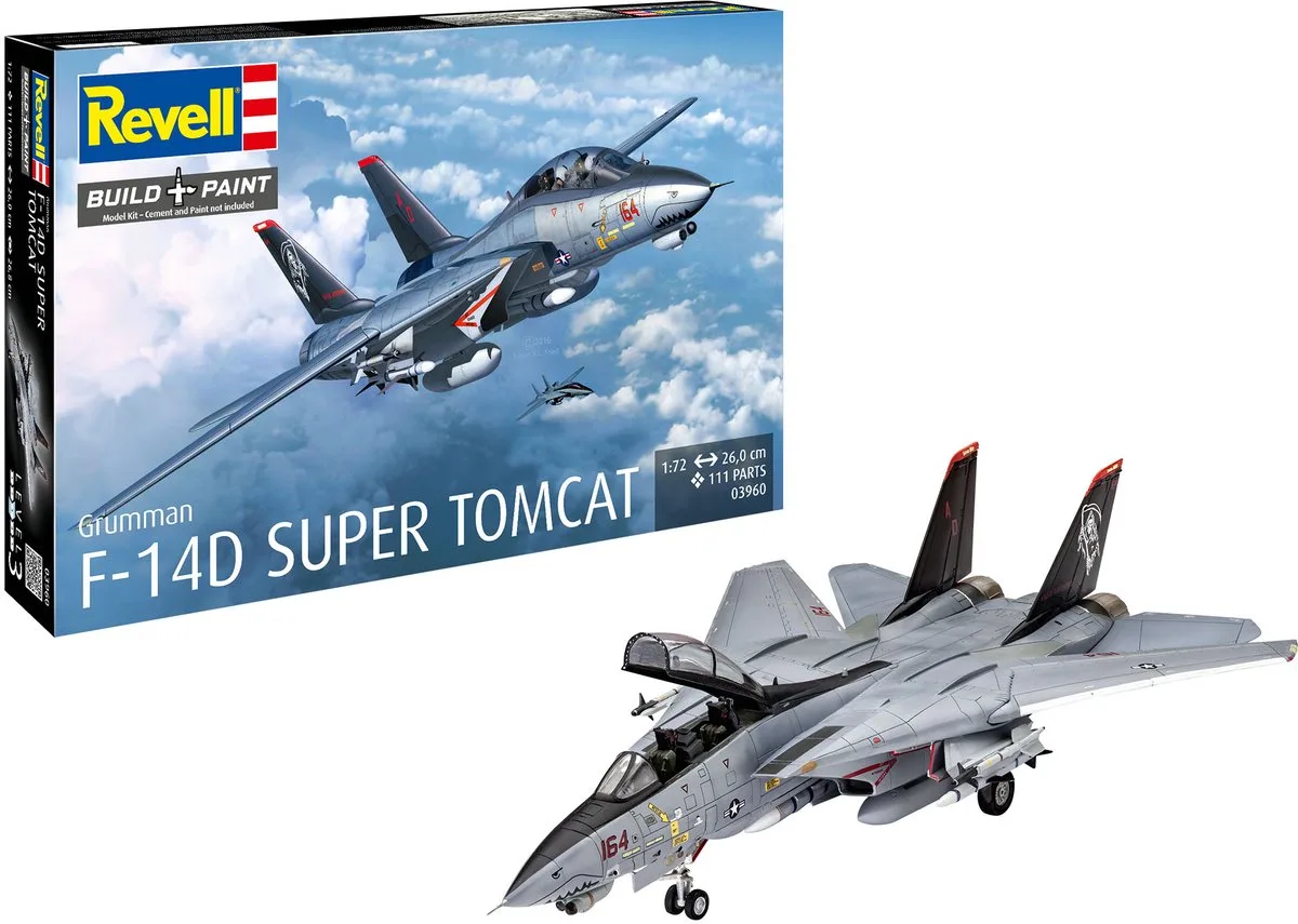 Modelbouwpakket Vliegtuigen - 03960 F-14D Super Tomcat Plastic - 1:72 - Modelbouw van Revell in Meerkleurig – productfoto