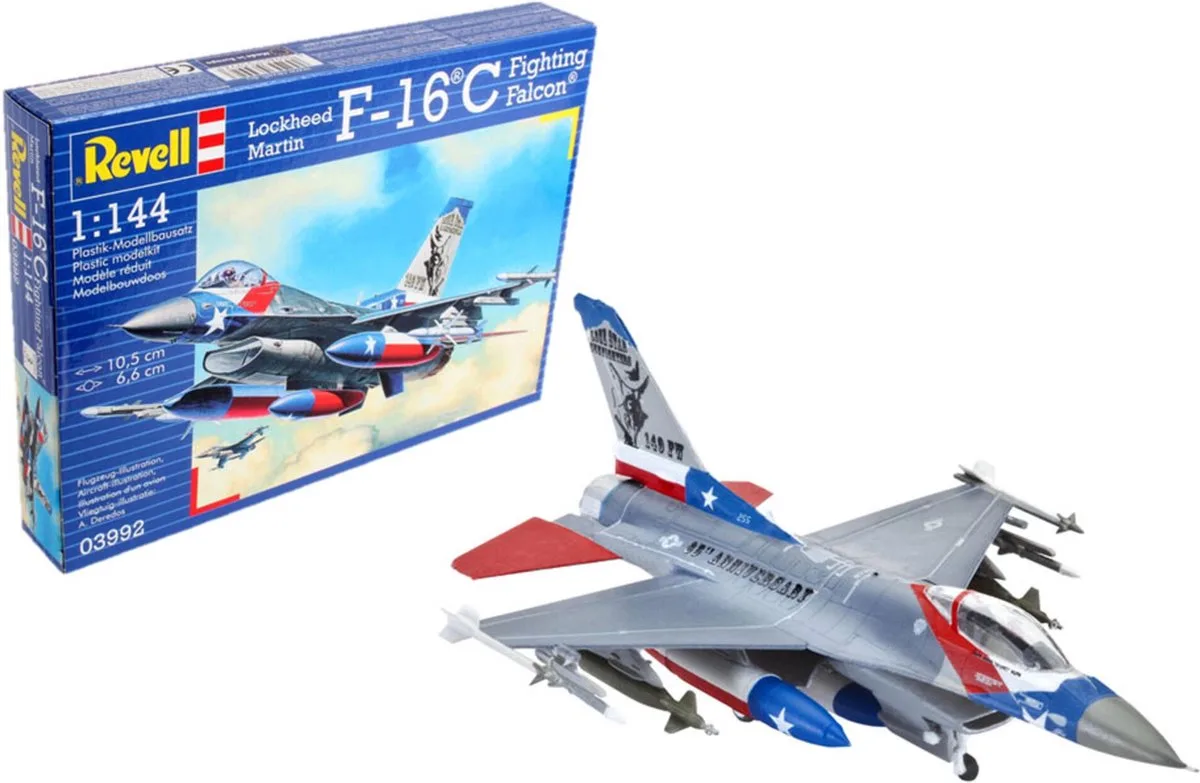 Modelbouwpakket Vliegtuigen - 03992 Lockheed Martin F-16C Fighting Falcon Plastic - 1:144 - Modelbouw van Revell in Meerkleurig – productfoto