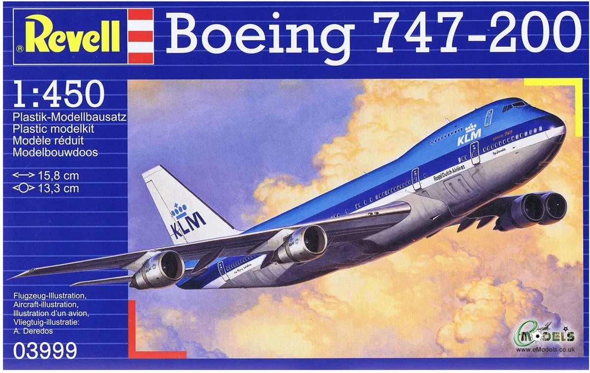 Modelbouwpakket Vliegtuigen - 03999 Boeing 747-200 Jumbo Jet Plastic - 1:450 - Modelbouw van Revell in Meerkleurig – productfoto
