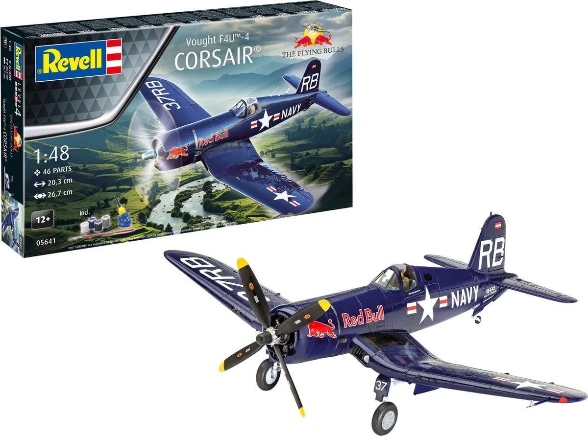 Modelbouwpakket Vliegtuigen - 05641 Vought F4U-4 Corsair - The Flying Bulls - Propeller Vliegtuig Plastic - 1:48 - Modelbouw van Revell in Meerkleurig – productfoto