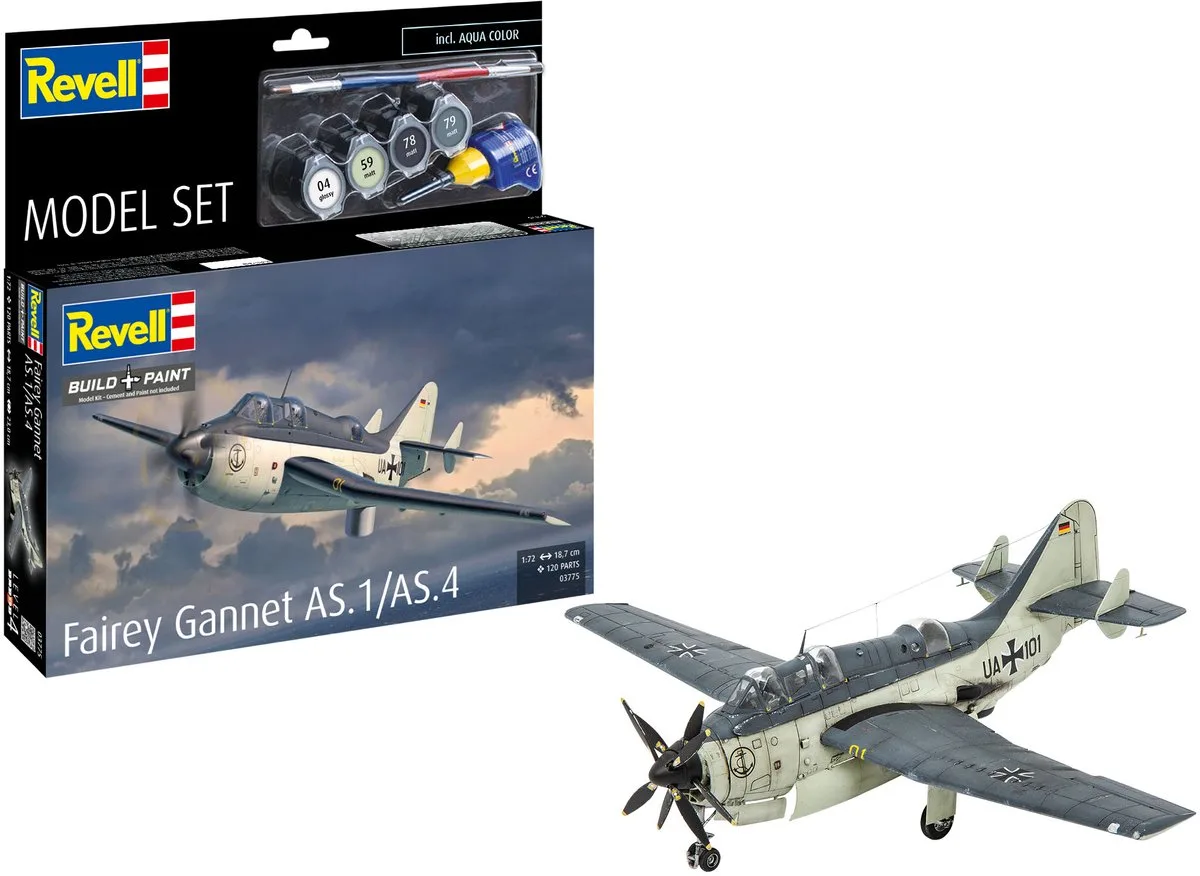 Modelbouwpakket Vliegtuigen - 63775 Fairey Gannet AS.1/AS.4 - Propeller Vliegtuig - Model Set Plastic - 1:72 - Modelbouw van Revell in Meerkleurig – productfoto