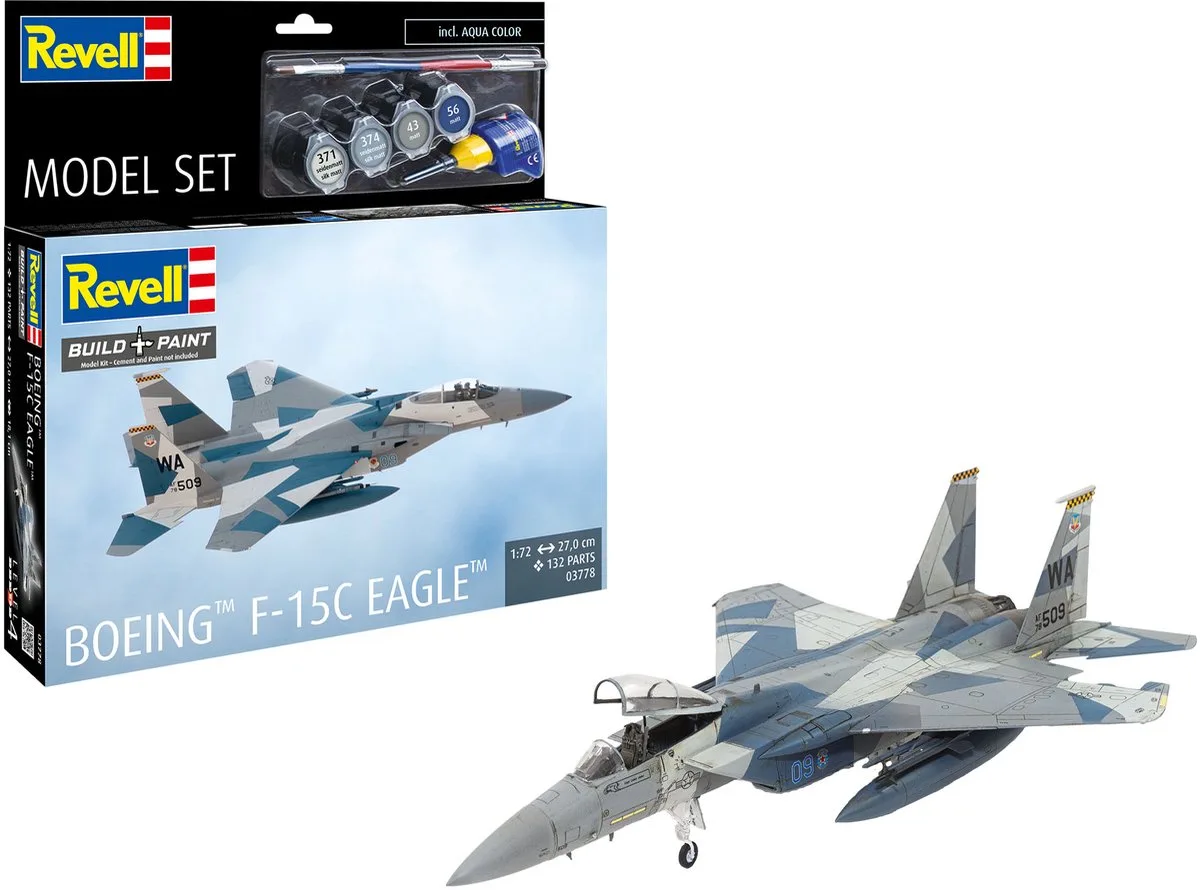 Modelbouwpakket Vliegtuigen - 63778 Boeing F-15C Eagle - Amerikaans Militair Vliegtuig - Straaljager - Model Set Plastic - 1:72 - Modelbouw van Revell in Meerkleurig – productfoto