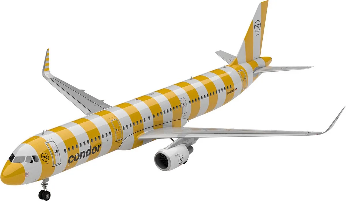 Modelbouwpakket Vliegtuigen - 63788 Airbus A321-200 -Condor- - Vliegtuig - Model Set Plastic - 1:144 - Modelbouw de Revell en Multicolore – photo produit
